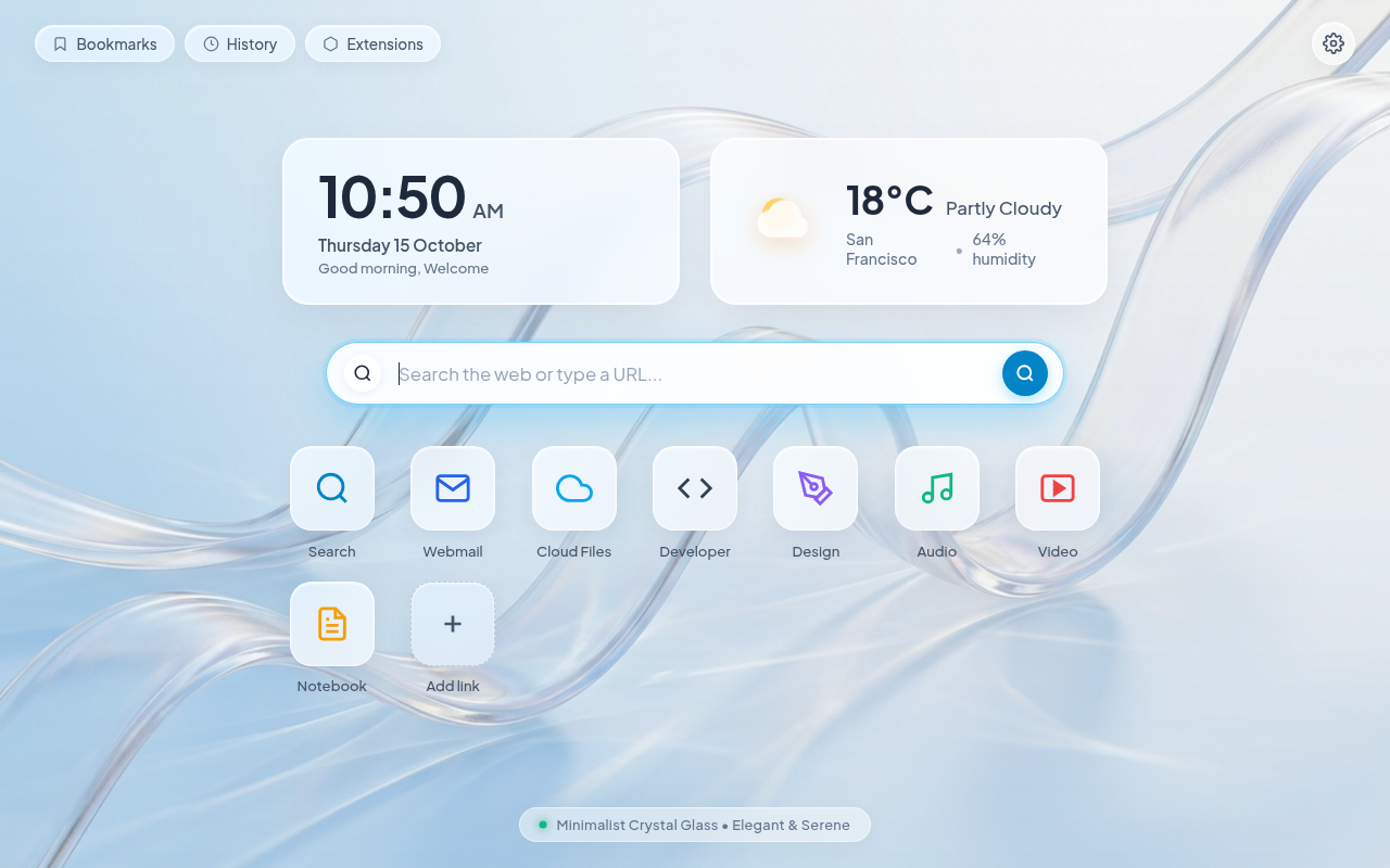 Crystal Frost Chrome Theme Live Render